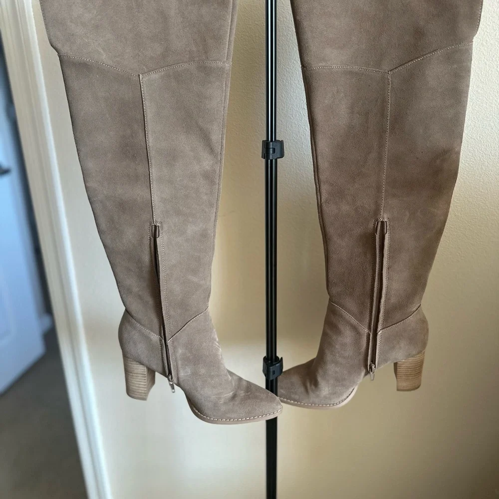 Crown Vintage Emira Over The Knee Boots in Taupe